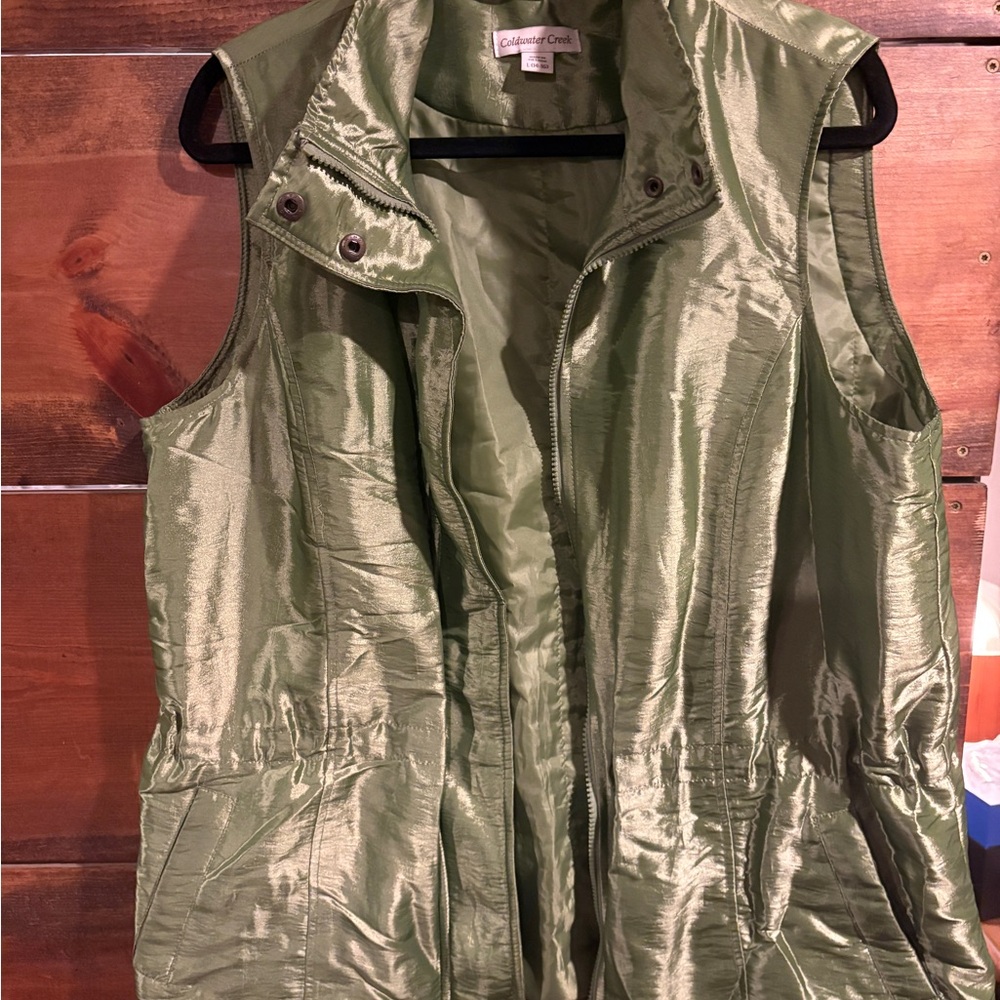 Coldwater Creek Shimmering Olive Vest